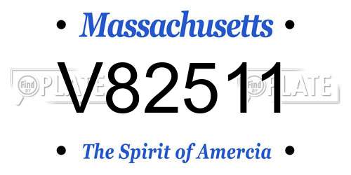 V82511 Massachusetts License Plate