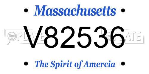 V82536 Massachusetts License Plate