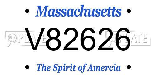 V82626 Massachusetts License Plate