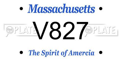 V827 Massachusetts License Plate