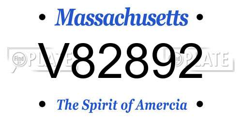 V82892 Massachusetts License Plate