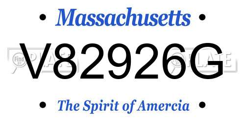 V82926G Massachusetts License Plate