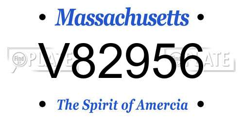 V82956 Massachusetts License Plate