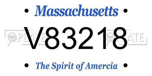 V83218 Massachusetts License Plate