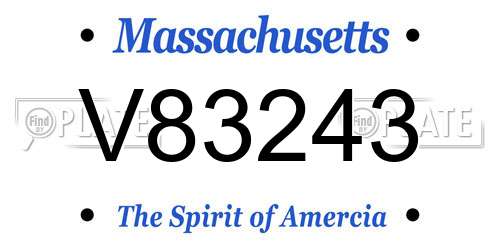 V83243 Massachusetts License Plate