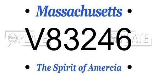 V83246 Massachusetts License Plate