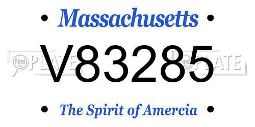 V83285 Massachusetts License Plate