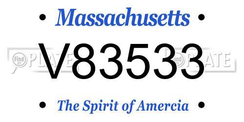 V83533 Massachusetts License Plate