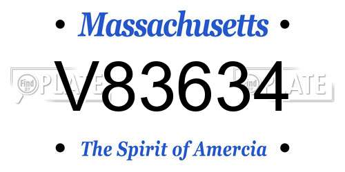 V83634 Massachusetts License Plate