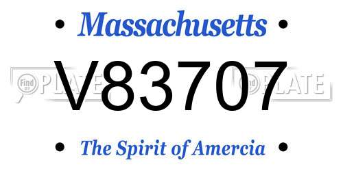 V83707 Massachusetts License Plate