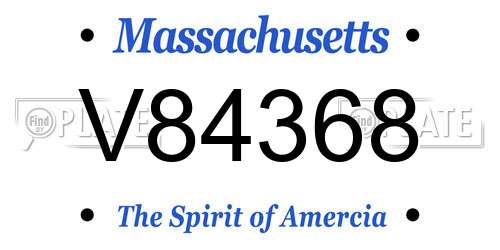 V84368 Massachusetts License Plate