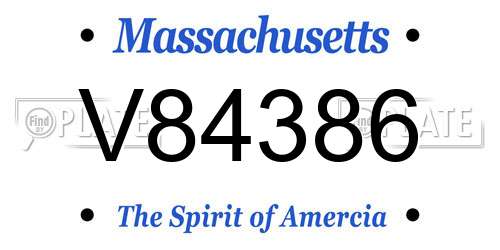 V84386 Massachusetts License Plate