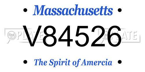 V84526 Massachusetts License Plate