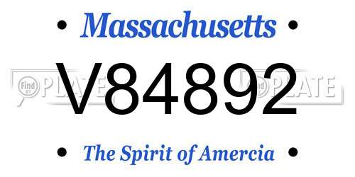 V84892 Massachusetts License Plate