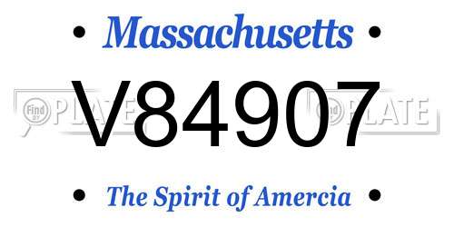 V84907 Massachusetts License Plate