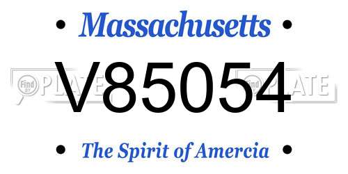 V85054 Massachusetts License Plate