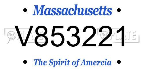 V853221 Massachusetts License Plate