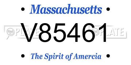 V85461 Massachusetts License Plate