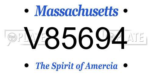 V85694 Massachusetts License Plate