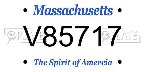 V85717 Massachusetts License Plate