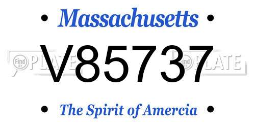 V85737 Massachusetts License Plate
