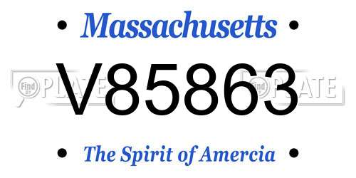 V85863 Massachusetts License Plate