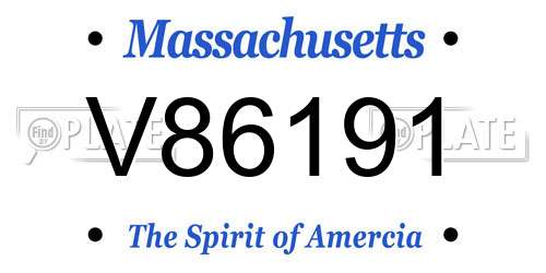 V86191 Massachusetts License Plate