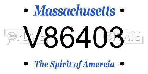 V86403 Massachusetts License Plate