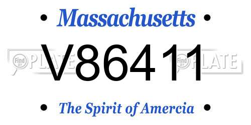 V86411 Massachusetts License Plate