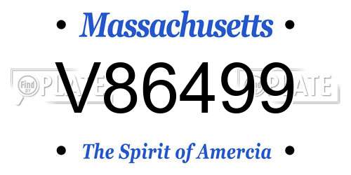 V86499 Massachusetts License Plate