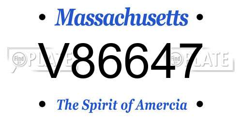 V86647 Massachusetts License Plate