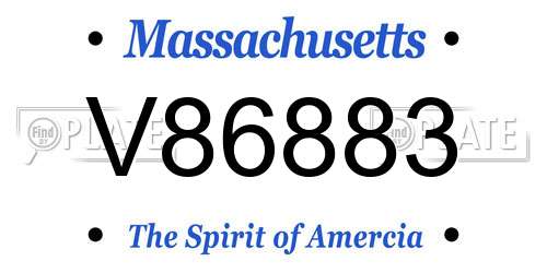 V86883 Massachusetts License Plate