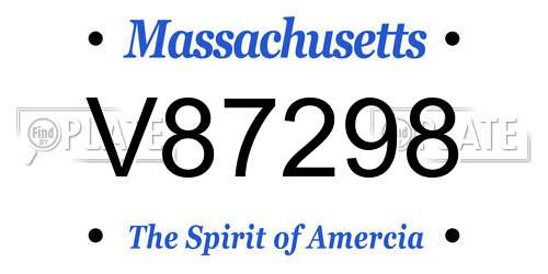 V87298 Massachusetts License Plate