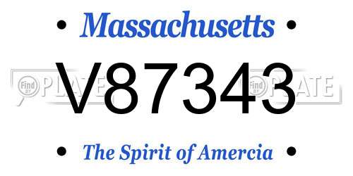 V87343 Massachusetts License Plate