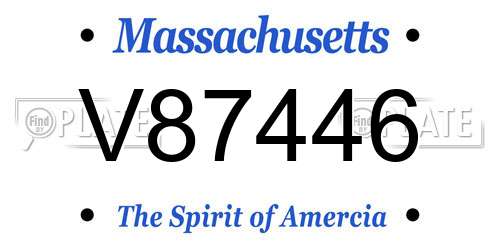 V87446 Massachusetts License Plate