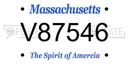V87546 Massachusetts License Plate