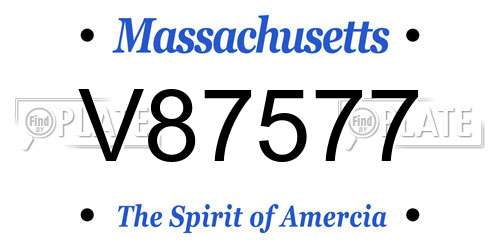 V87577 Massachusetts License Plate