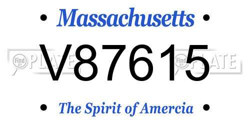 V87615 Massachusetts License Plate