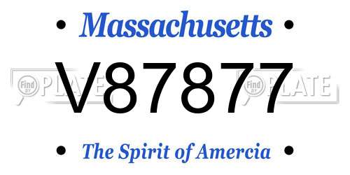 V87877 Massachusetts License Plate