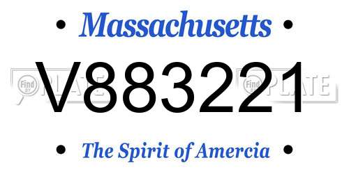 V883221 Massachusetts License Plate