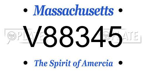 V88345 Massachusetts License Plate