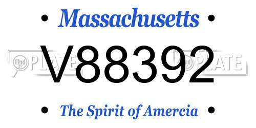 V88392 Massachusetts License Plate