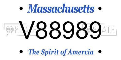 V88989 Massachusetts License Plate