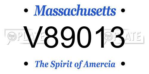 V89013 Massachusetts License Plate