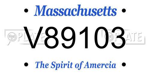 V89103 Massachusetts License Plate