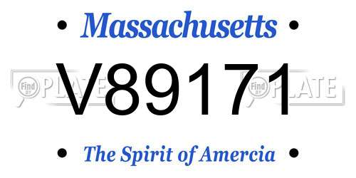 V89171 Massachusetts License Plate