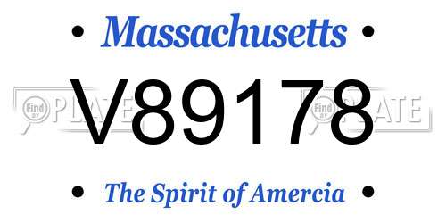 V89178 Massachusetts License Plate