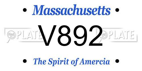 V892 Massachusetts License Plate