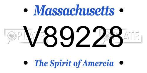 V89228 Massachusetts License Plate