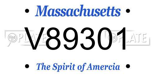 V89301 Massachusetts License Plate